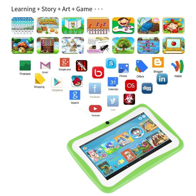 M755 Kids Education Tablet PC, 7.0 inch, 1GB+16GB, Android 5.1 Allwinner A33 Quad Core up to 1.3GHz, 360 Degree Menu Rotation, WiFi(Green) -  by PMC Jewellery | Online Shopping South Africa | PMC Jewellery