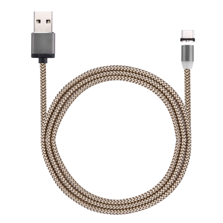 360 Degree Rotation 1m Weave Style USB-C / Type-C to USB 2.0 Strong Magnetic Charger Cable with LED Indicator(Gold) - Charging Cable & Head by PMC Jewellery | Online Shopping South Africa | PMC Jewellery