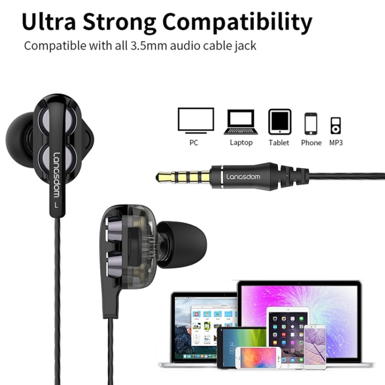 Langsdom Double Moving Coil with Wheat Headset(Black) - Bluetooth Earphone by Langsdom | Online Shopping South Africa | PMC Jewellery | Buy Now Pay Later Mobicred