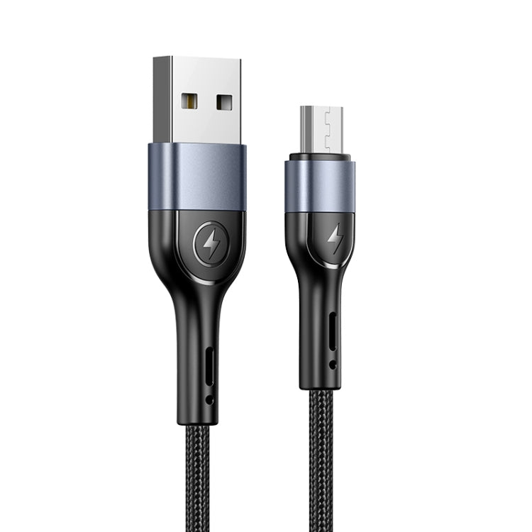 USAMS US-SJ450 U55 2A Micro USB Aluminum Alloy Weave Charging Cable, Length:1m(Black) - Micro USB Cable by USAMS | Online Shopping South Africa | PMC Jewellery