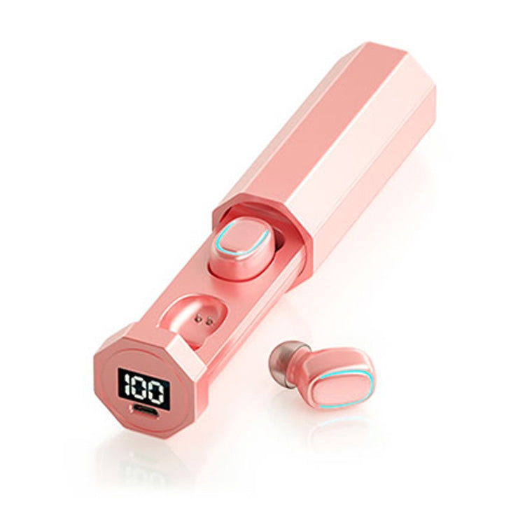 C1 Bluetooth 5.0 TWS Touch Polygonal Digital Display True Wireless Bluetooth Earphone with Charging Box(Pink) - TWS Earphone by PMC Jewellery | Online Shopping South Africa | PMC Jewellery