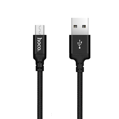 hoco X14 2m Nylon Braided Aluminium Alloy Micro USB to USB Data Sync Charging Cable(Black) - Micro USB Cable by hoco | Online Shopping South Africa | PMC Jewellery | Buy Now Pay Later Mobicred