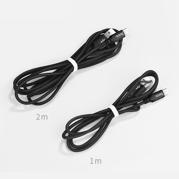 hoco X14 2m Nylon Braided Aluminium Alloy Micro USB to USB Data Sync Charging Cable(Black) - Micro USB Cable by hoco | Online Shopping South Africa | PMC Jewellery | Buy Now Pay Later Mobicred