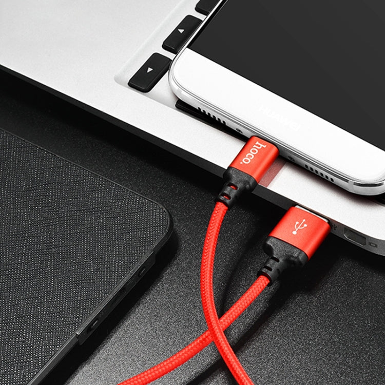 hoco X14 1m Nylon Braided Aluminium Alloy USB-C / Type-C to USB Data Sync Charging Cable(Red) - USB-C & Type-C Cable by hoco | Online Shopping South Africa | PMC Jewellery