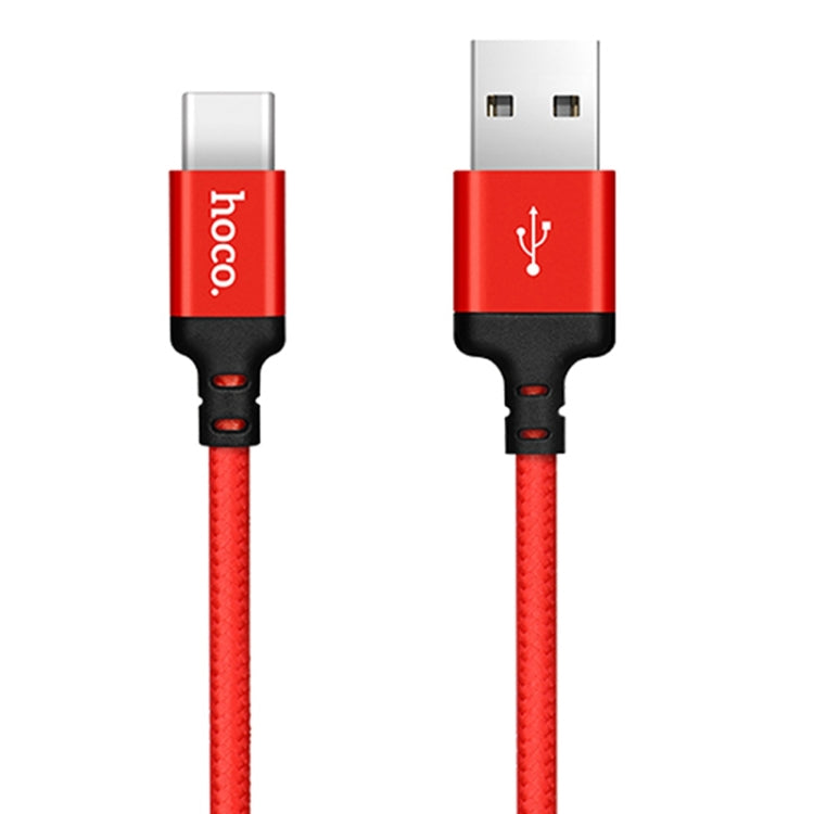 hoco X14 2m Nylon Braided Aluminium Alloy USB-C / Type-C to USB Data Sync Charging Cable(Red) - USB-C & Type-C Cable by hoco | Online Shopping South Africa | PMC Jewellery | Buy Now Pay Later Mobicred