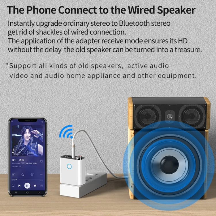 K16 2 in 1 3.5mm AUX + RAC Dual Output Plug-in Bluetooth 5.0 Audio Transmitter Receiver with Remote Control, US Plug (White) - Audio Receiver Transmitter by PMC TechLife | Online Shopping South Africa | PMC TechLife