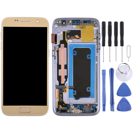 OLED LCD Screen for Galaxy S7 / G930V Digitizer Full Assembly with Frame (Gold) - LCD Screen by PMC Jewellery | Online Shopping South Africa | PMC Jewellery