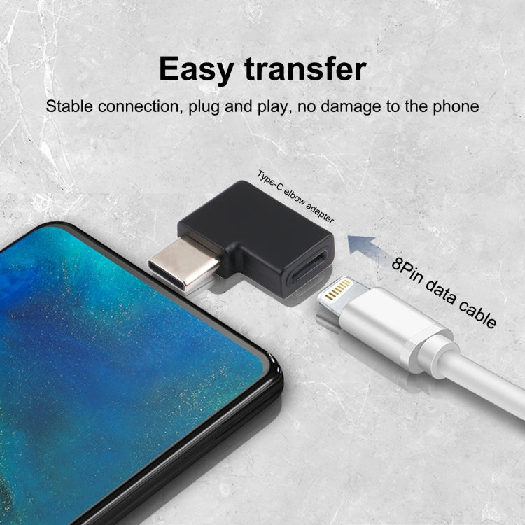 USB-C / Type-C Male to 8 Pin Female Elbow Charging Adapter - Converter & Adapter by PMC TechLife | Online Shopping South Africa | PMC TechLife