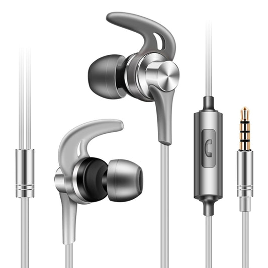 QKZ EQ1 CNC Metal Shark Fin Headphones Sports Music Headphones, Microphone Version (Silver) - In Ear Wired Earphone by QKZ | Online Shopping South Africa | PMC Jewellery