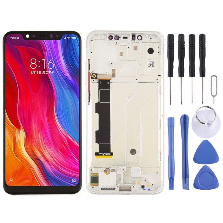 LCD Screen and Digitizer Full Assembly with Frame & Side Keys for Xiaomi Mi 8(Silver) - LCD Screen by PMC Jewellery | Online Shopping South Africa | PMC Jewellery