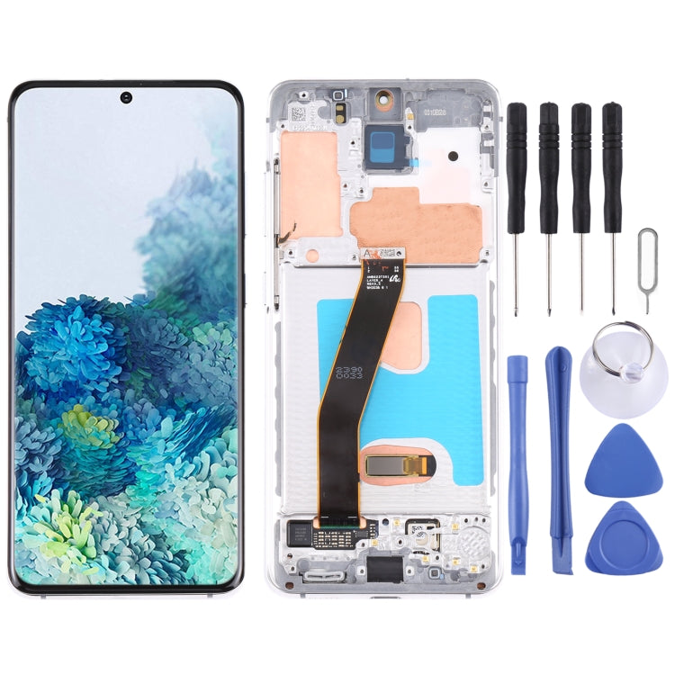 Original Dynamic AMOLED Material LCD Screen and Digitizer Full Assembly with Frame for Samsung Galaxy S20 4G SM-G980(Silver) - LCD Screen by PMC Jewellery | Online Shopping South Africa | PMC Jewellery