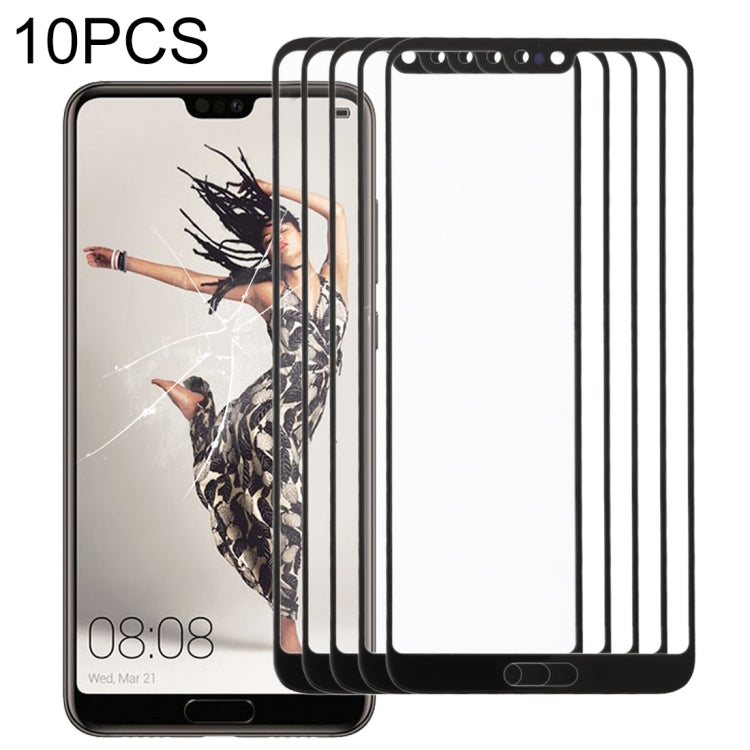 For Huawei P20  10PCS Front Screen Outer Glass Lens (Black) - Outer Glass Lens by PMC Jewellery | Online Shopping South Africa | PMC Jewellery