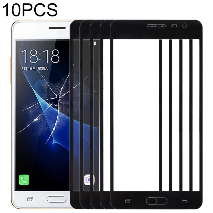 For Samsung Galaxy J3 Pro / J3110 10pcs Front Screen Outer Glass Lens (Black) - Outer Glass Lens by PMC Jewellery | Online Shopping South Africa | PMC Jewellery