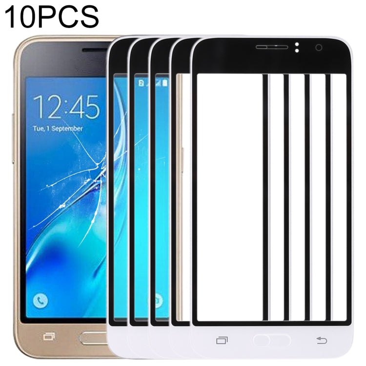 For Samsung Galaxy J1 (2016) / J120 10pcs Front Screen Outer Glass Lens (White) - Outer Glass Lens by PMC Jewellery | Online Shopping South Africa | PMC Jewellery