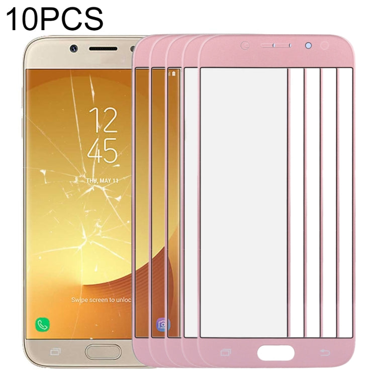 For Samsung Galaxy J7 (2017) / J730 10pcs Front Screen Outer Glass Lens (Rose Gold) - Outer Glass Lens by PMC Jewellery | Online Shopping South Africa | PMC Jewellery