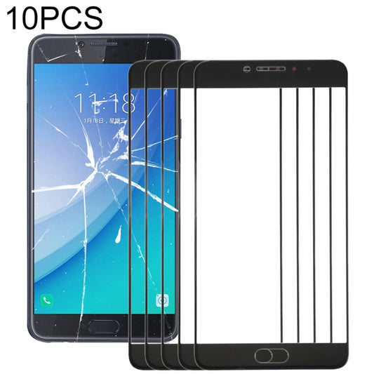 For Samsung Galaxy C7 Pro / C701 10pcs Front Screen Outer Glass Lens (Black) - Outer Glass Lens by PMC Jewellery | Online Shopping South Africa | PMC Jewellery