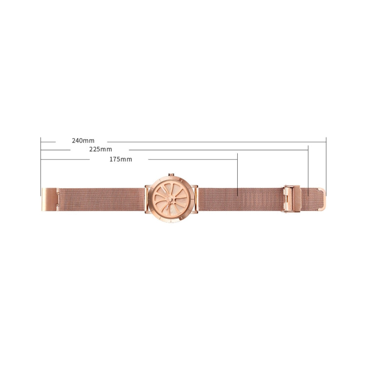 SKMEI 9204 Fashion Skeleton Rotating Dial Waterproof Business Mesh Belt Quartz Watch Men Watch(Rose Gold) - Metal Strap Watches by SKMEI | Online Shopping South Africa | PMC Jewellery | Buy Now Pay Later Mobicred