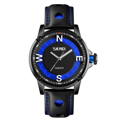 SKMEI 9211 Fashion Sports Stereo Dial Luminous Pointer Creative Watch Business Trend Men Quartz Watch(Blue) - Leather Strap Watches by SKMEI | Online Shopping South Africa | PMC Jewellery | Buy Now Pay Later Mobicred