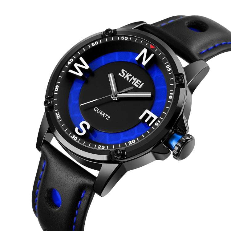 SKMEI 9211 Fashion Sports Stereo Dial Luminous Pointer Creative Watch Business Trend Men Quartz Watch(Blue) - Leather Strap Watches by SKMEI | Online Shopping South Africa | PMC Jewellery | Buy Now Pay Later Mobicred