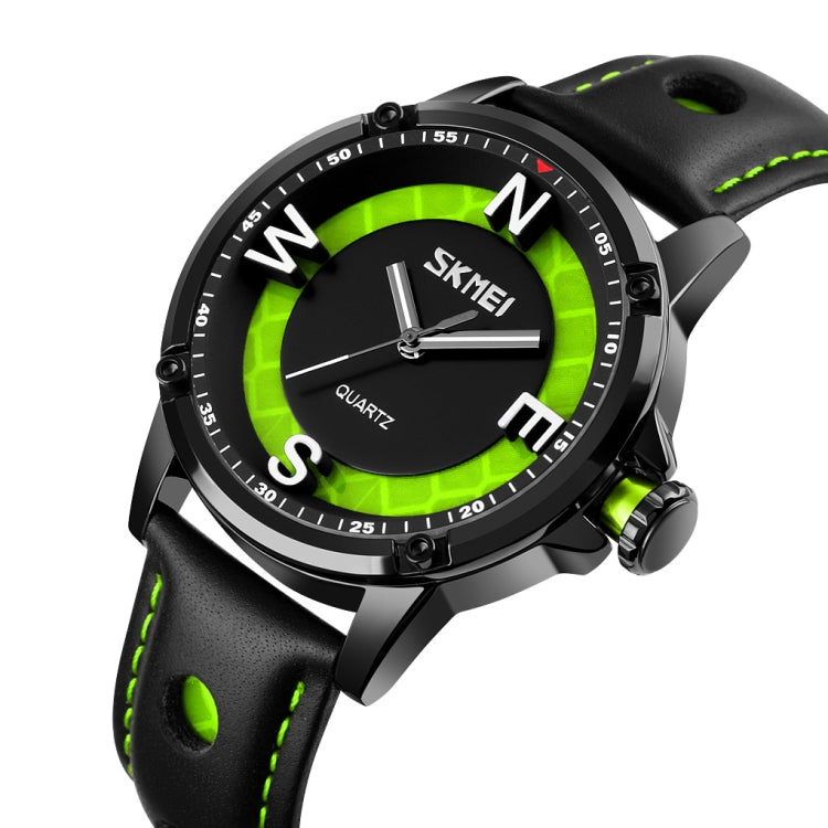 SKMEI 9211 Fashion Sports Stereo Dial Luminous Pointer Creative Watch Business Trend Men Quartz Watch(Green) - Leather Strap Watches by SKMEI | Online Shopping South Africa | PMC Jewellery | Buy Now Pay Later Mobicred