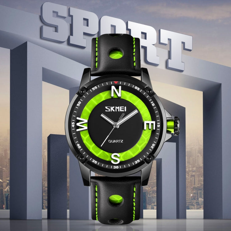 SKMEI 9211 Fashion Sports Stereo Dial Luminous Pointer Creative Watch Business Trend Men Quartz Watch(Green) - Leather Strap Watches by SKMEI | Online Shopping South Africa | PMC Jewellery | Buy Now Pay Later Mobicred