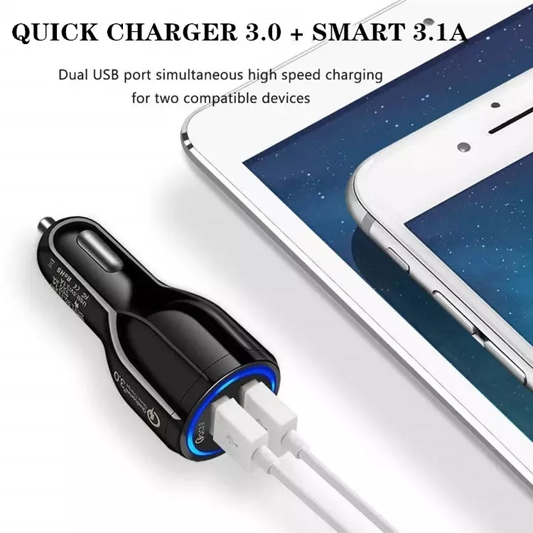 Qc3.0 Dual USB 6A Vehicle Fast Charger / Mobile Phone Tablet Fast Charging(Black) - Car Charger by PMC Jewellery | Online Shopping South Africa | PMC Jewellery