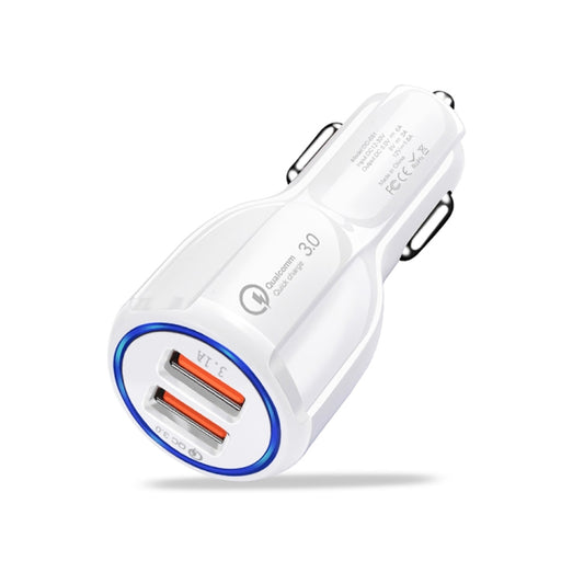 Qc3.0 Dual USB 6A Vehicle Fast Charger / Mobile Phone Tablet Fast Charging(White) - Car Charger by PMC Jewellery | Online Shopping South Africa | PMC Jewellery