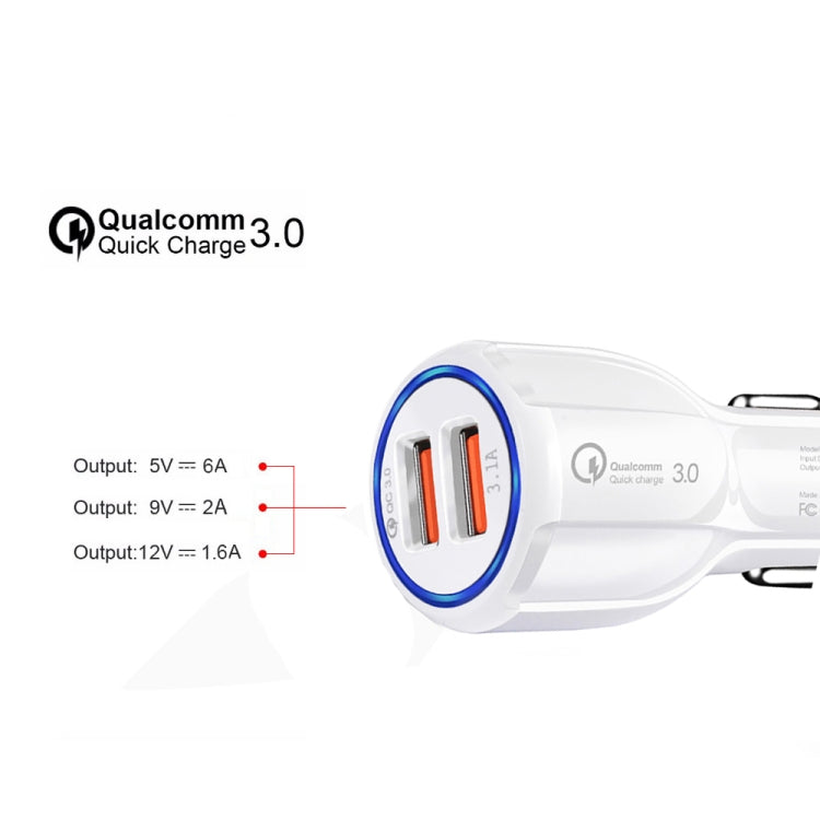 Qc3.0 Dual USB 6A Vehicle Fast Charger / Mobile Phone Tablet Fast Charging(Black) - Car Charger by PMC TechLife | Online Shopping South Africa | PMC TechLife