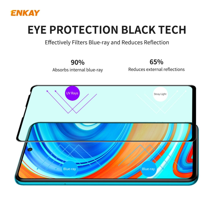 For Xiaomi Redmi Note 9S/Note 9 Pro 2 PCS ENKAY Hat-Prince 0.26mm 9H 6D Curved Full Screen Eye Protection Green Film Tempered Glass Protector -  by ENKAY | Online Shopping South Africa | PMC Jewellery | Buy Now Pay Later Mobicred