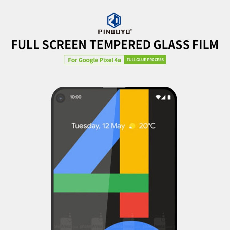 For Google Pixel4a PINWUYO 9H 2.5D Full Screen Tempered Glass Film(Black) - Google Tempered Glass by PINWUYO | Online Shopping South Africa | PMC Jewellery | Buy Now Pay Later Mobicred