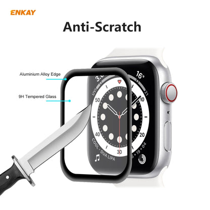 For Apple Watch 6/5/4/SE 44mm 5PCS ENKAY Hat-Prince 0.2mm 9H Surface Hardness 3D Explosion-proof Aluminum Alloy Edge Full Screen Tempered Glass Screen Film - Watch Cases by ENKAY | Online Shopping South Africa | PMC Jewellery | Buy Now Pay Later Mobicred