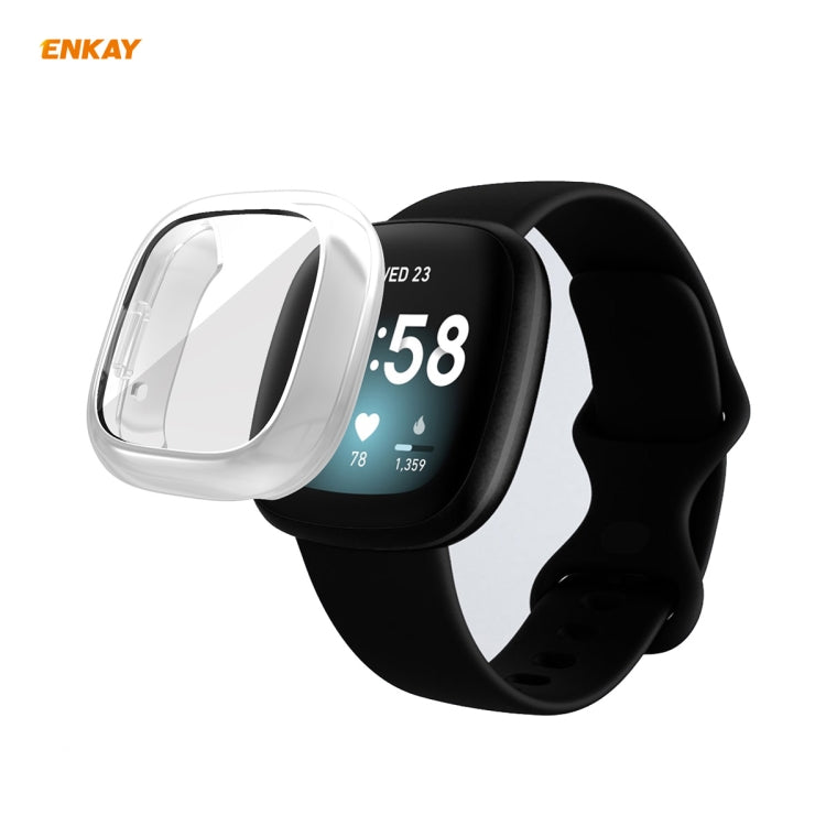 For Fitbit Versa 3 / Fitbit Sense ENKAY Hat-Prince ENK-AC8208 Full Coverage Electroplate TPU Soft Case(Silver) - Watch Cases by ENKAY | Online Shopping South Africa | PMC Jewellery | Buy Now Pay Later Mobicred