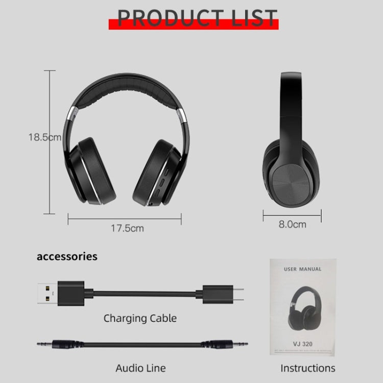 VJ320 Bluetooth 5.0 Head-mounted Foldable Wireless Headphones Support TF Card with Mic(White) - Headset & Headphone by PMC Jewellery | Online Shopping South Africa | PMC Jewellery