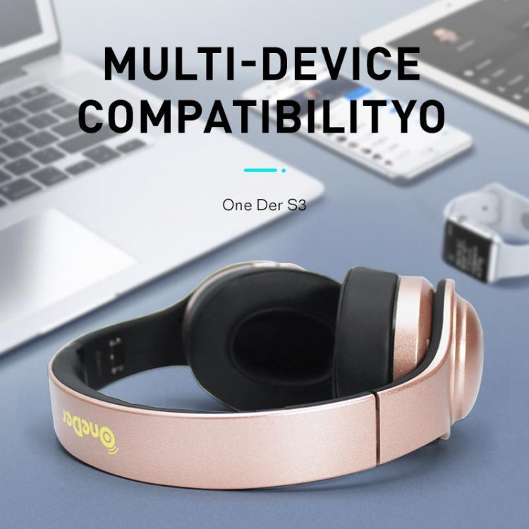 OneDer S3 2 in1 Headphone & Speaker Portable Wireless Bluetooth Headphone Noise Cancelling Over Ear Stereo(Gold) - Headset & Headphone by OneDer | Online Shopping South Africa | PMC Jewellery