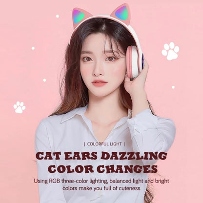 T&G TN-28 3.5mm Bluetooth 5.0 Dual Connection RGB Cat Ear Bass Stereo Noise-cancelling Headphones Support TF Card With Mic(Purple) - Headset & Headphone by T&G | Online Shopping South Africa | PMC Jewellery | Buy Now Pay Later Mobicred