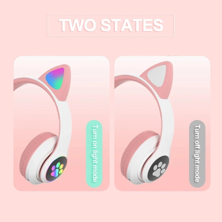 T&G TN-28 3.5mm Bluetooth 5.0 Dual Connection RGB Cat Ear Bass Stereo Noise-cancelling Headphones Support TF Card With Mic(Pink) - Headset & Headphone by T&G | Online Shopping South Africa | PMC Jewellery