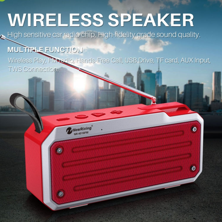 NewRixing NR4018FM TWS Portable Stereo Bluetooth Speaker, Support TF Card / FM / 3.5mm AUX / U Disk / Hands-free Call(Black) - Desktop Speaker by NewRixing | Online Shopping South Africa | PMC Jewellery | Buy Now Pay Later Mobicred