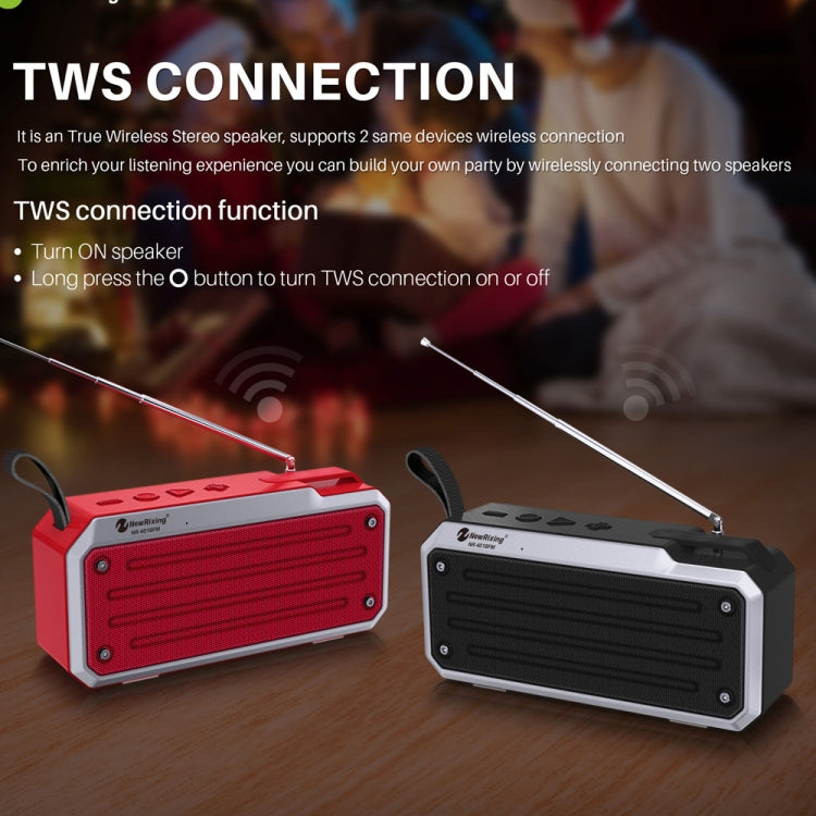 NewRixing NR4018FM TWS Portable Stereo Bluetooth Speaker, Support TF Card / FM / 3.5mm AUX / U Disk / Hands-free Call(Black) - Desktop Speaker by NewRixing | Online Shopping South Africa | PMC Jewellery | Buy Now Pay Later Mobicred