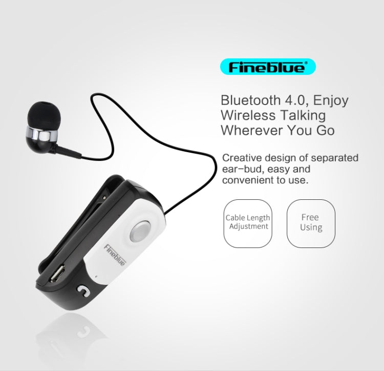 Fineblue F960 CSR4.1 Retractable Cable Caller Vibration Reminder Anti-theft Bluetooth Headset - Bluetooth Earphone by Fineblue | Online Shopping South Africa | PMC Jewellery | Buy Now Pay Later Mobicred