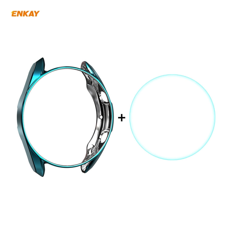 For Samsung Galaxy Watch 3 41mm 2 in 1 ENKAY Hat-Prince Electroplate Soft TPU Case + 0.2mm 9H 2.15D Curved Edge Tempered Glass Film(Cyan) - Watch Cases by ENKAY | Online Shopping South Africa | PMC Jewellery | Buy Now Pay Later Mobicred