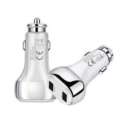 YSY-312 2 in 1 18W Portable QC3.0 Dual USB Car Charger + 1m 3A USB to Micro USB Data Cable Set(White) - Car Charger by PMC Jewellery | Online Shopping South Africa | PMC Jewellery