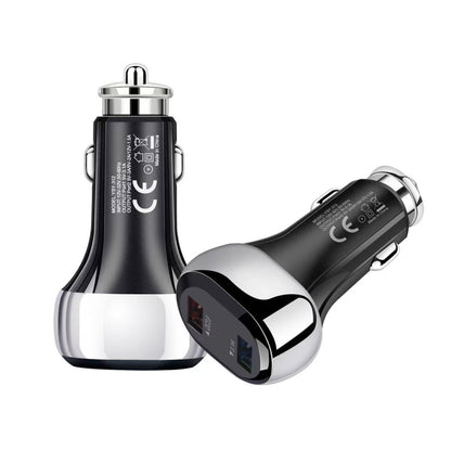 YSY-312 2 in 1 18W Portable QC3.0 Dual USB Car Charger + 1m 3A USB to 8 Pin Data Cable Set(Black) - Car Charger by PMC Jewellery | Online Shopping South Africa | PMC Jewellery
