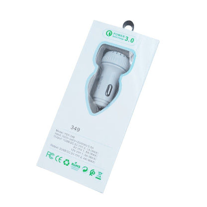 YSY-349 QC3.0 Dual USB Port Car Charger + 1m 3A USB to Micro USB Data Cable(White) - Car Charger by PMC Jewellery | Online Shopping South Africa | PMC Jewellery