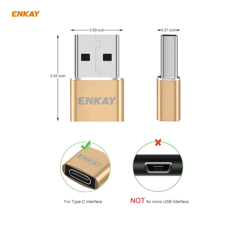 ENKAY ENK-AT105 USB Male to USB-C / Type-C Female Aluminium Alloy Adapter Converter, Support Quick Charging & Data Transmission(Black) - Type-C Adapter by ENKAY | Online Shopping South Africa | PMC Jewellery | Buy Now Pay Later Mobicred