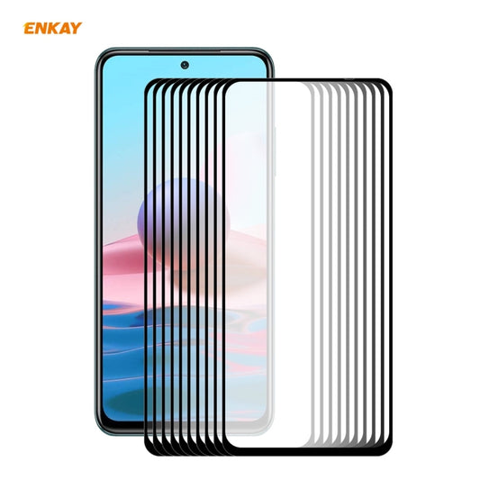 For Redmi Note 10 / Note 10S 10 PCS ENKAY Hat-Prince Full Glue 0.26mm 9H 2.5D Tempered Glass Full Coverage Film -  by ENKAY | Online Shopping South Africa | PMC Jewellery | Buy Now Pay Later Mobicred