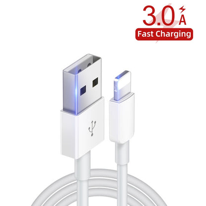 YSY-349 QC3.0 Dual Port USB Car Charger + 3A USB to 8 Pin Data Cable, Length: 1m(White) - Car Charger by PMC Jewellery | Online Shopping South Africa | PMC Jewellery