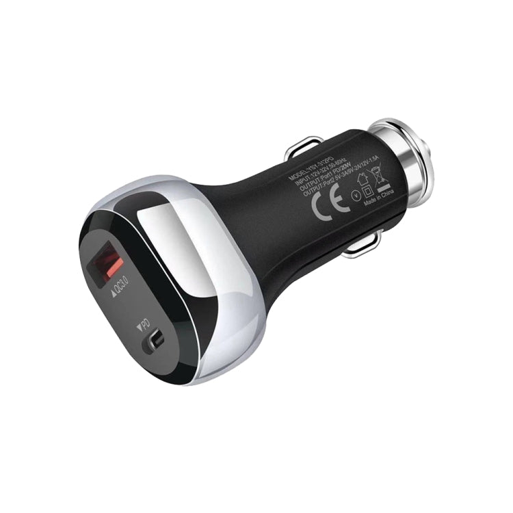 YSY-312PD PD 20W USB-C / Type-C + QC3.0 18W USB Interface 38W High-power Car Charger(Black) - Car Charger by PMC Jewellery | Online Shopping South Africa | PMC Jewellery