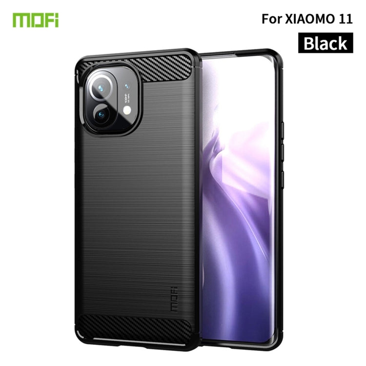 For Xiaomi Mi 11 MOFI Gentleness Series Brushed Texture Carbon Fiber Soft TPU Case(Black) - Xiaomi Cases by MOFI | Online Shopping South Africa | PMC Jewellery | Buy Now Pay Later Mobicred