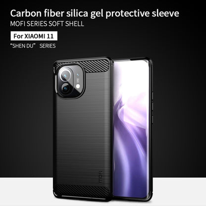 For Xiaomi Mi 11 MOFI Gentleness Series Brushed Texture Carbon Fiber Soft TPU Case(Black) - Xiaomi Cases by MOFI | Online Shopping South Africa | PMC Jewellery | Buy Now Pay Later Mobicred