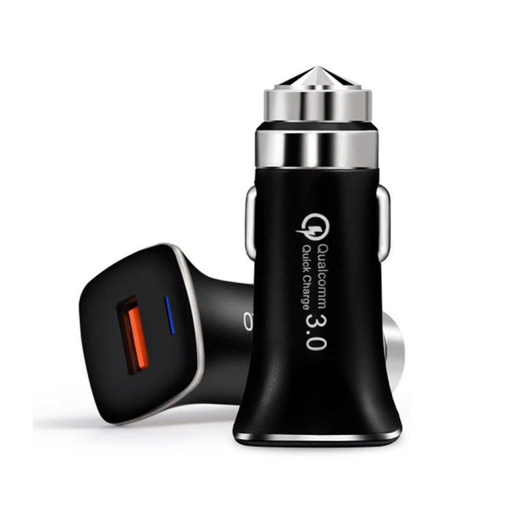 LZ-328 Safety Hammer Type QC3.0 USB  Fast Charging Car Charger(White) - Car Charger by PMC TechLife | Online Shopping South Africa | PMC TechLife